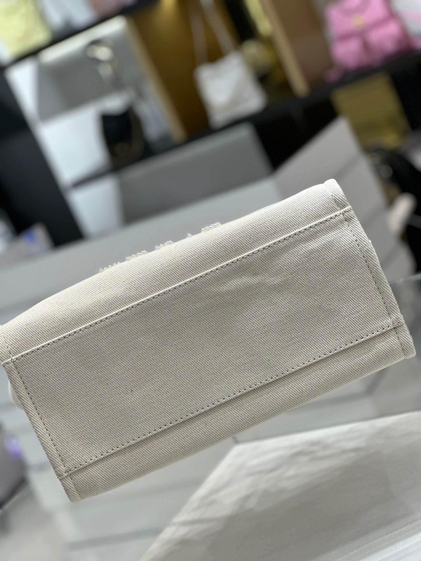 Chanel Natural Canvas and Tan Leather Large Pearl Deauville Tote - 30x39x22cm mysite