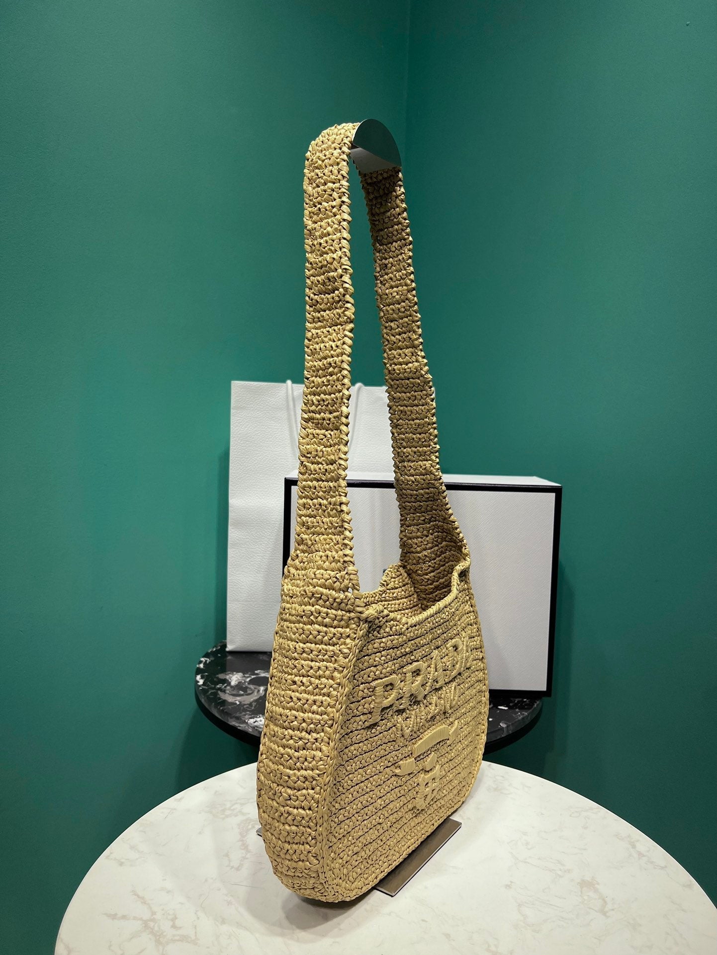 Prada Raffia Round Tote - 30x24x4.5cm mysite