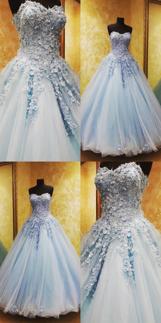Charming Tulle Appliques Ball Gown Prom Dresses, Blue Quinceanera Dresses cg10577s mysite