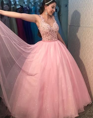 Pink Ball Gown Prom Dress with Illusion Bodice cg10635s mysite