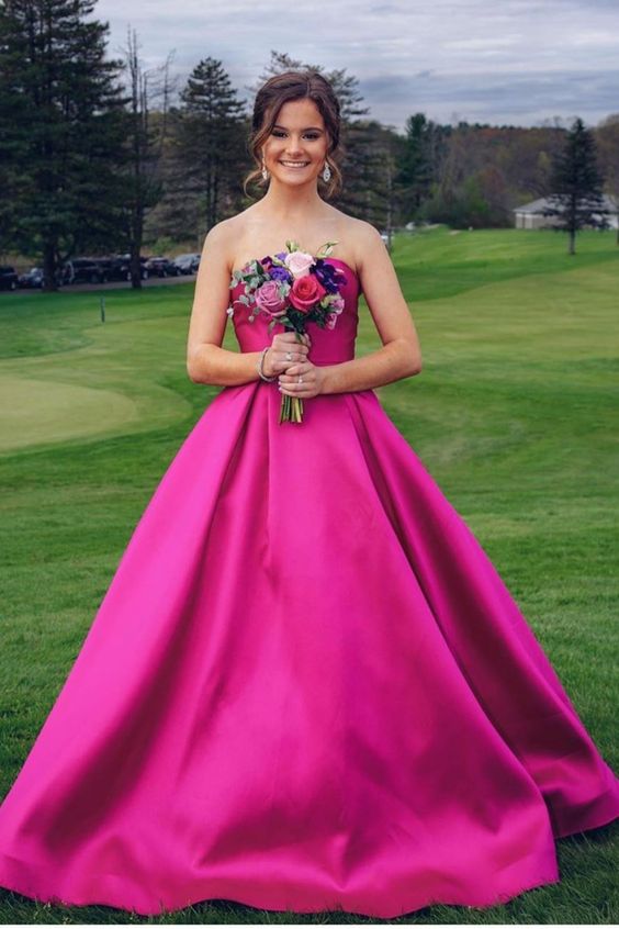Strapless Fuchsia Ball Gown, Strapless Long Graduation Dress Ball Gown Prom Dress Party Dress cg10998s mysite