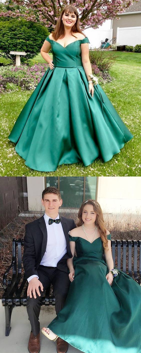 Off the Shoulder Dark Green Ball Gown Prom Dress, Charming Evening Dress cg11546s mysite