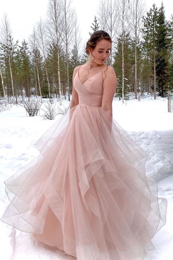 straps v neck pink long ball gown prom dress with cascade cg11562s mysite
