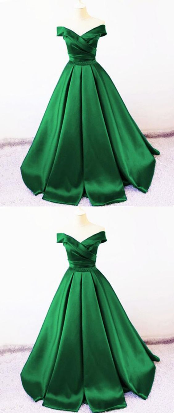 Sexy V Neck Off The Shoulder Satin Ball Gown Prom Dress Beaded Sashes cg21958s mysite