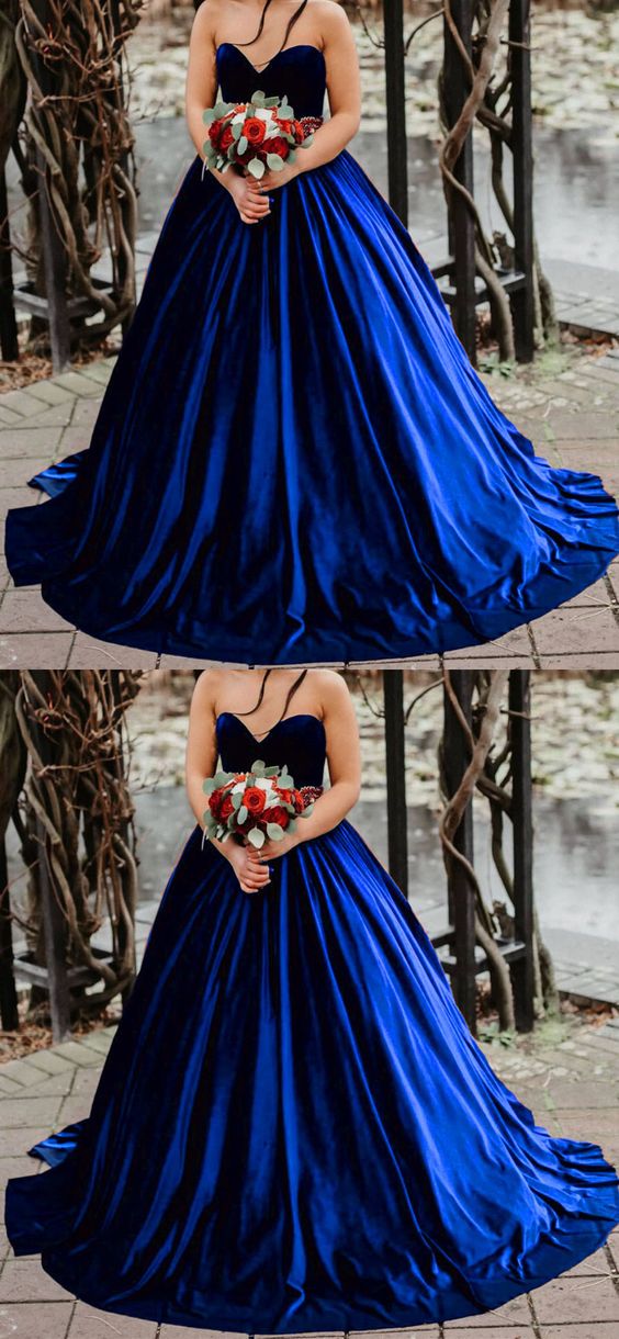 Royal Blue Velvet Wedding Dress Princess Ball Gown prom dress For Women cg22701s mysite