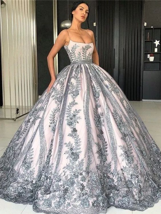 Spaghetti Straps Lace Appliques Evening Dresses | Luxury Princess Ball Gown Prom Dress cg6307s mysite