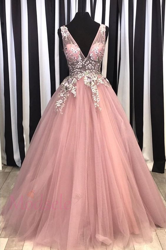 Pink Ball Gown prom dress with Floral Embroidery cg6825s mysite