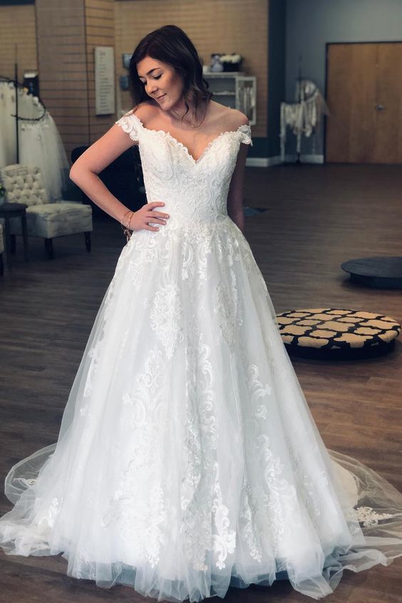 Off the Shoulder Appliques Long Wedding Ball Gown Prom Dress cg9981s mysite