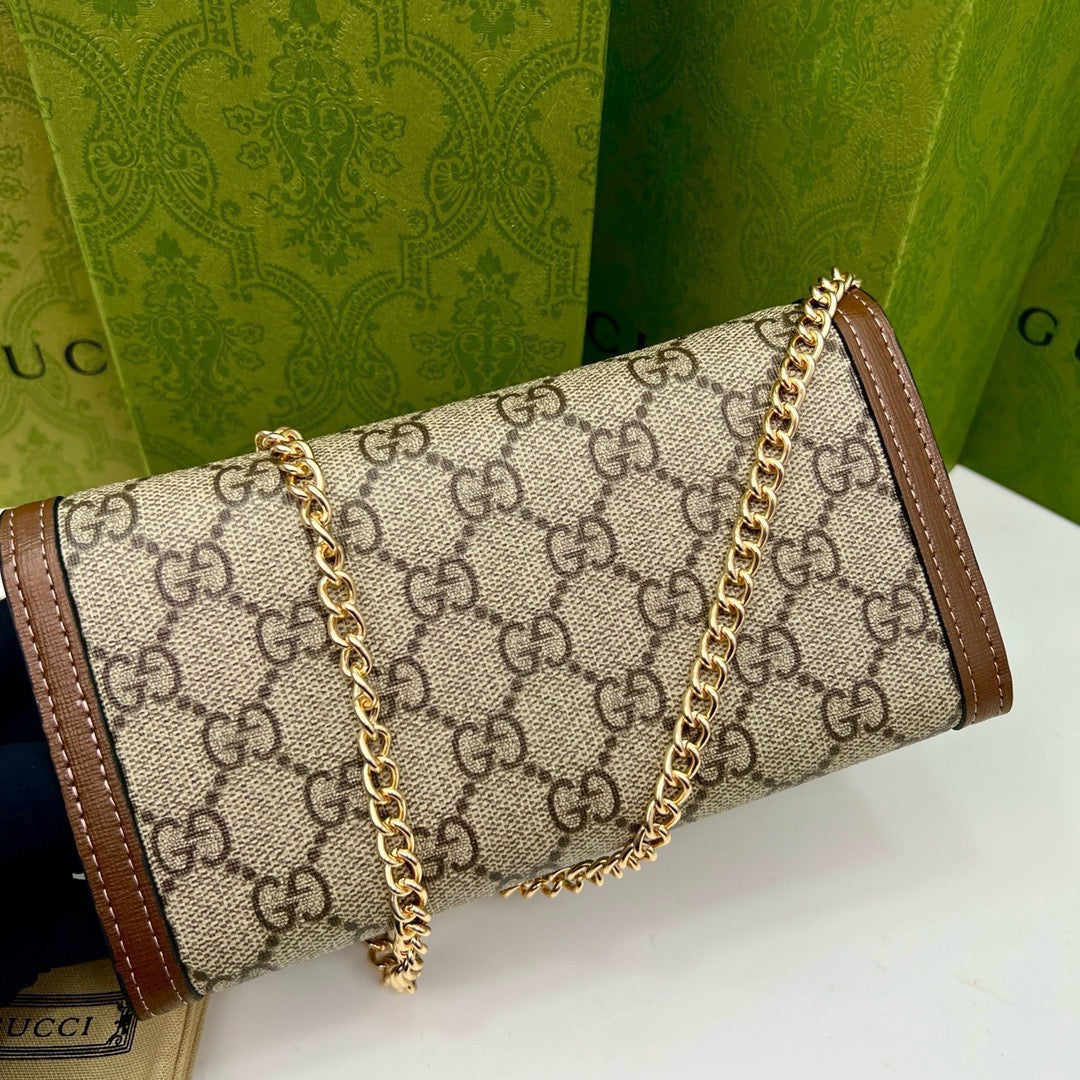 GUCCI Brown Saddle Buckle Handbag 19x10.5x3.5cm mysite