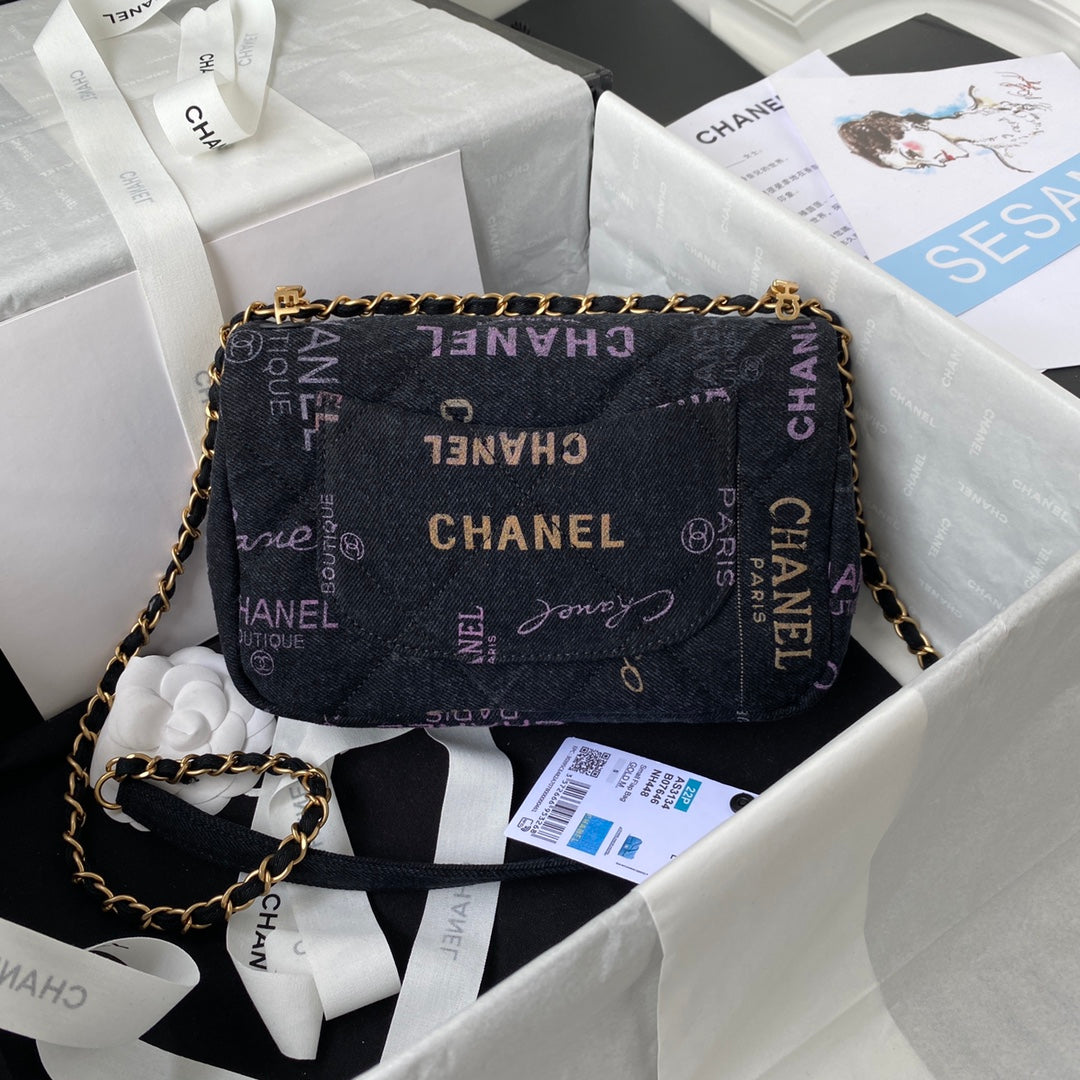 CHANEL Small Flap Bag Black Denim AS3134 - 23 x 14 x 8cm mysite