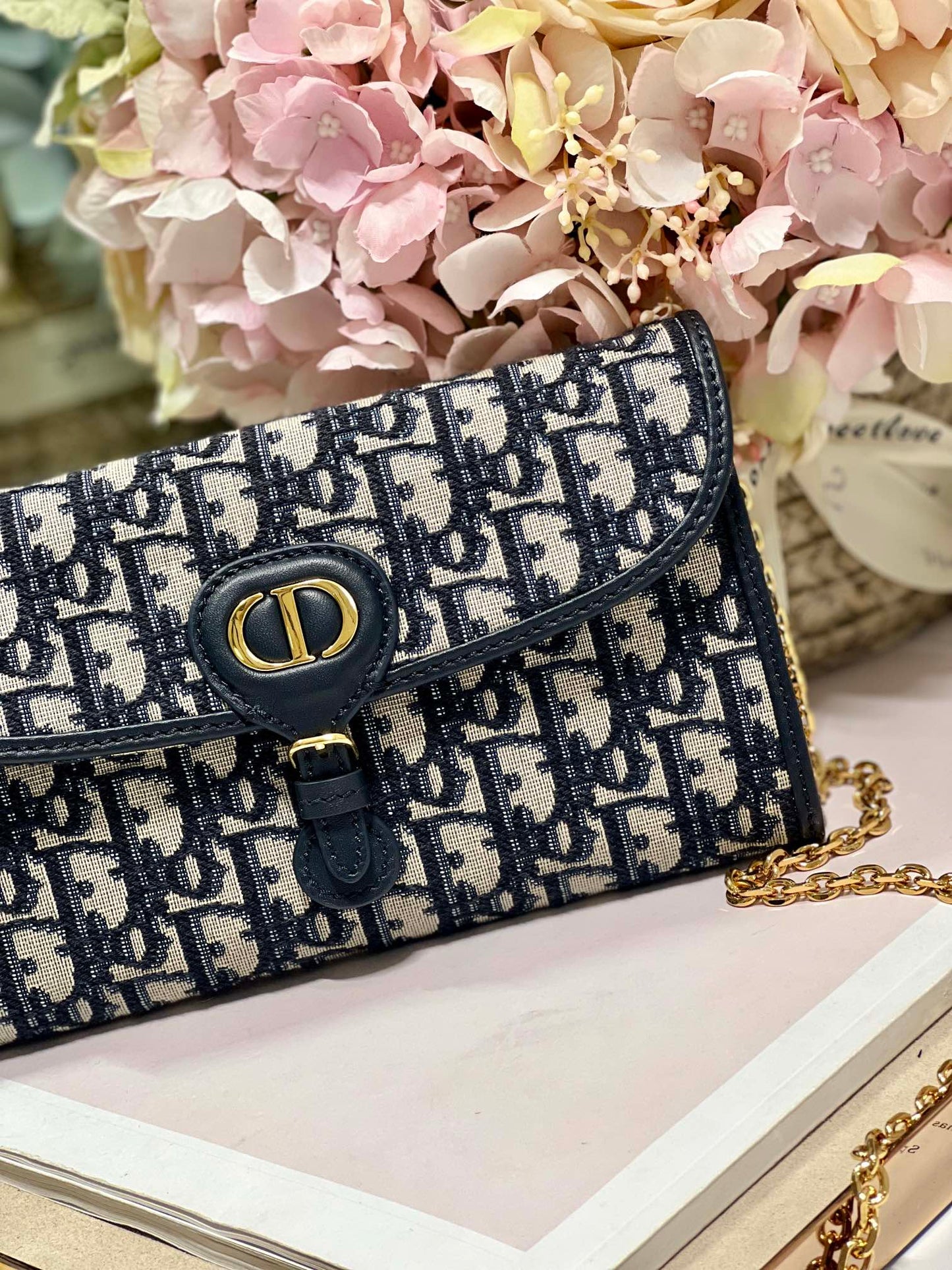 Dior Bobby Wallet on Chain East West Blue Oblique Jacquard - 21.5¡Á12¡Á4cm mysite