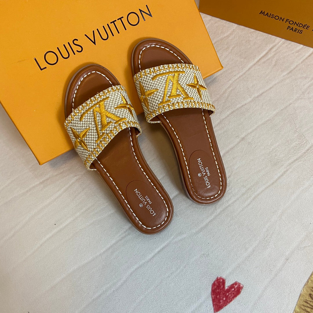 Summer Straw Monogram Slippers mysite
