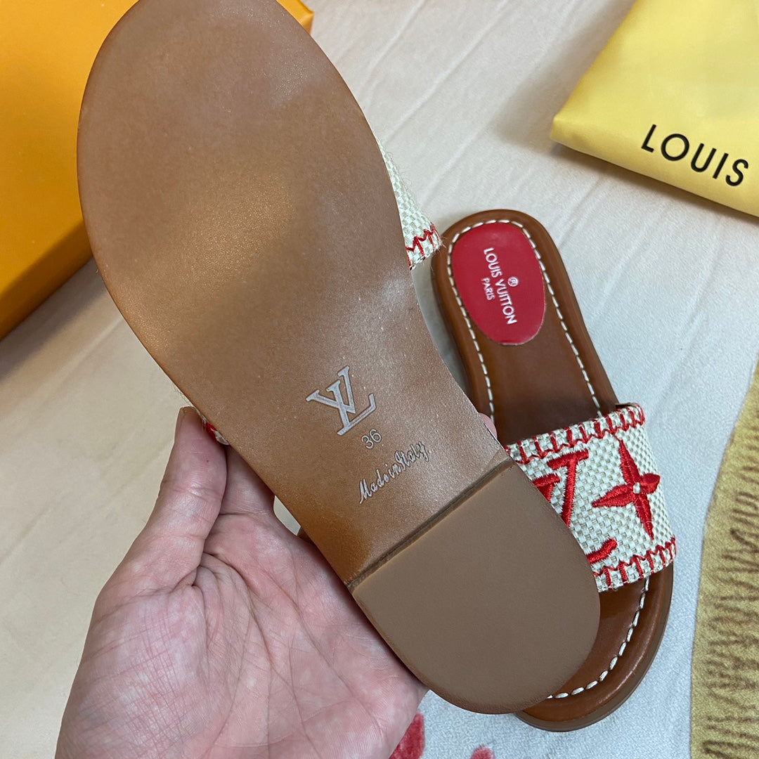 Summer Straw Monogram Slippers mysite