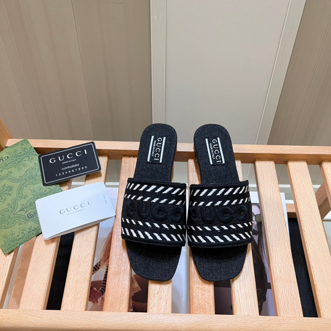 Letters-1 Denim Flat Slippers-1 mysite