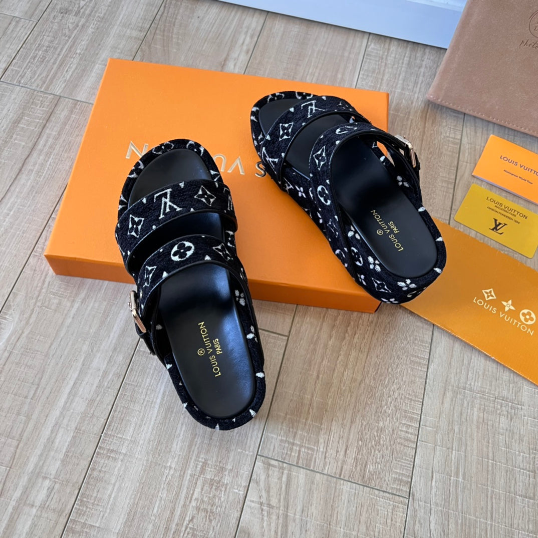 Suede Monogram Thick-Soled Slippers-1 mysite