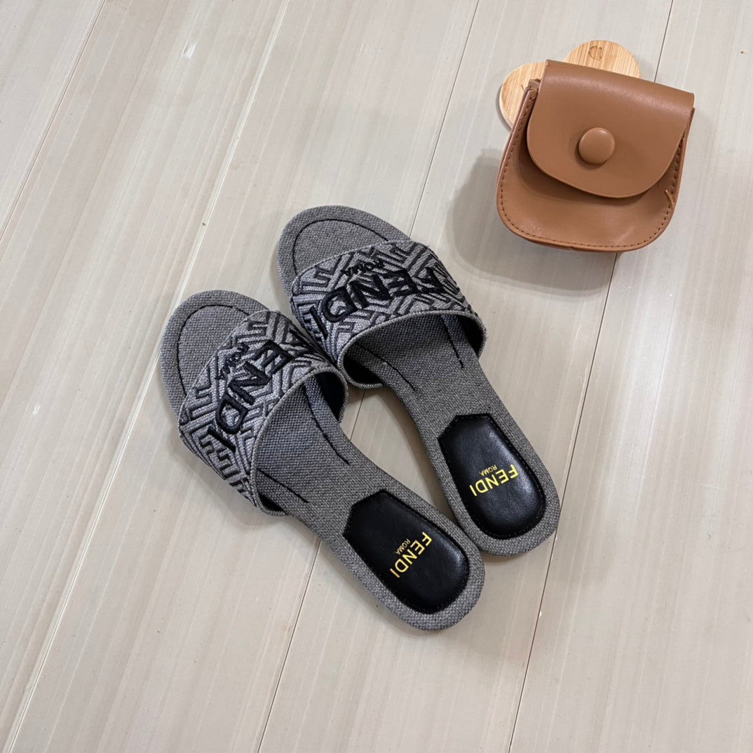 Canvas F Printed Flat Slippers mysite