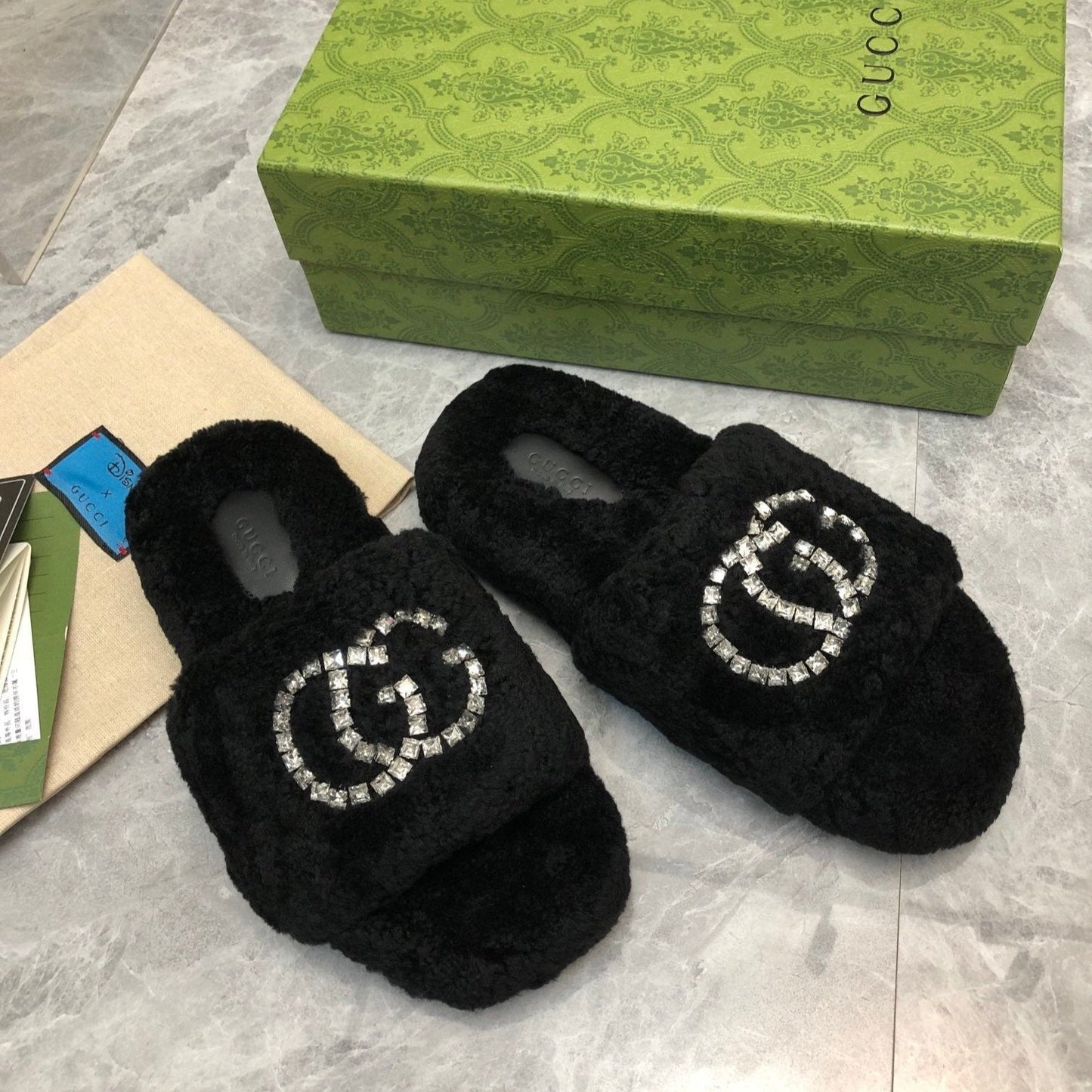 New Rhinestone Wool Slippers mysite