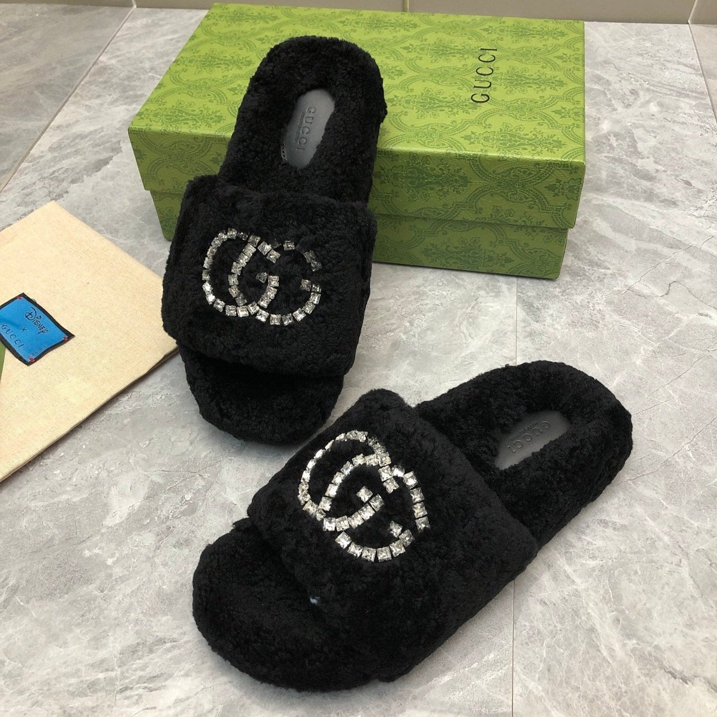 New Rhinestone Wool Slippers mysite