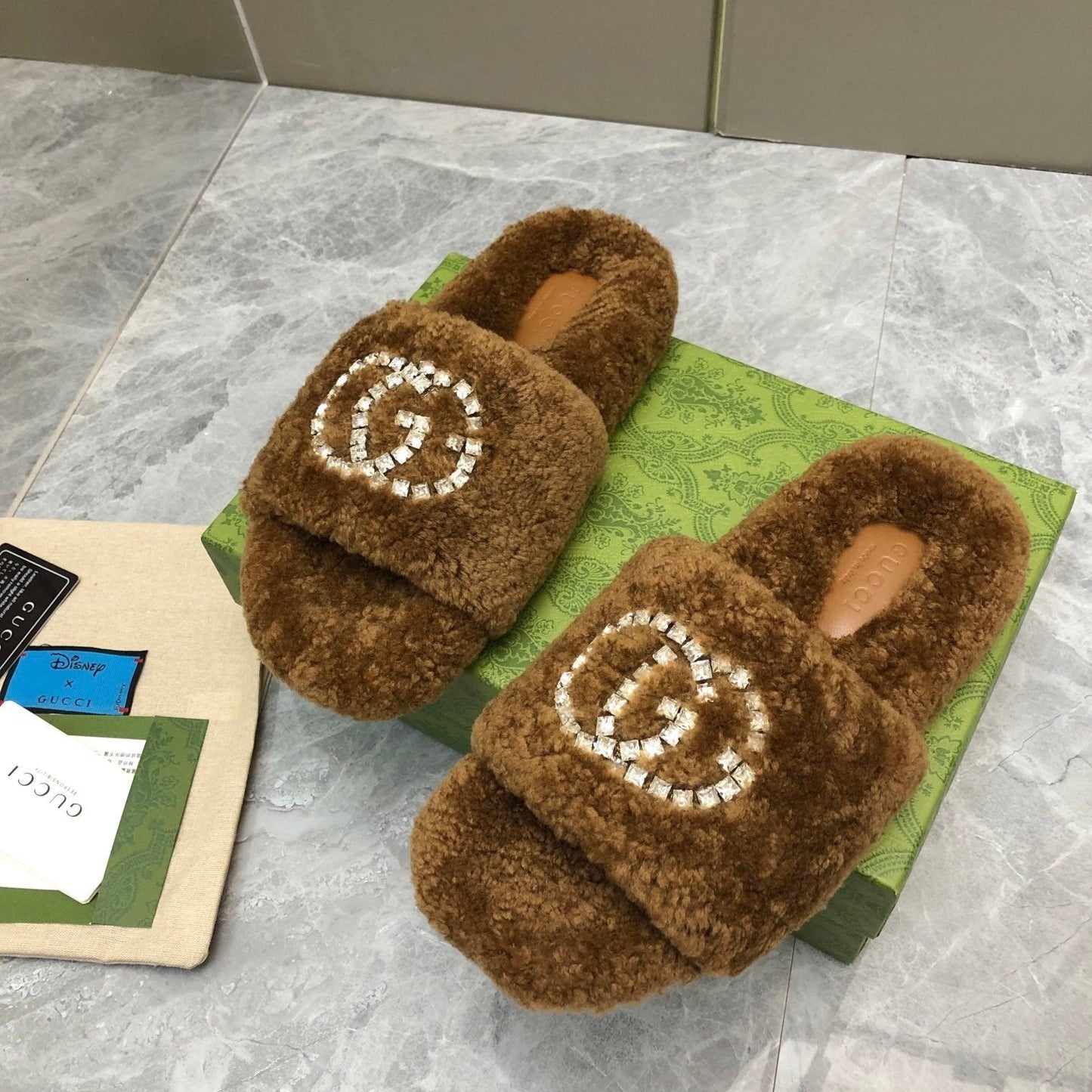 New Rhinestone Wool Slippers mysite