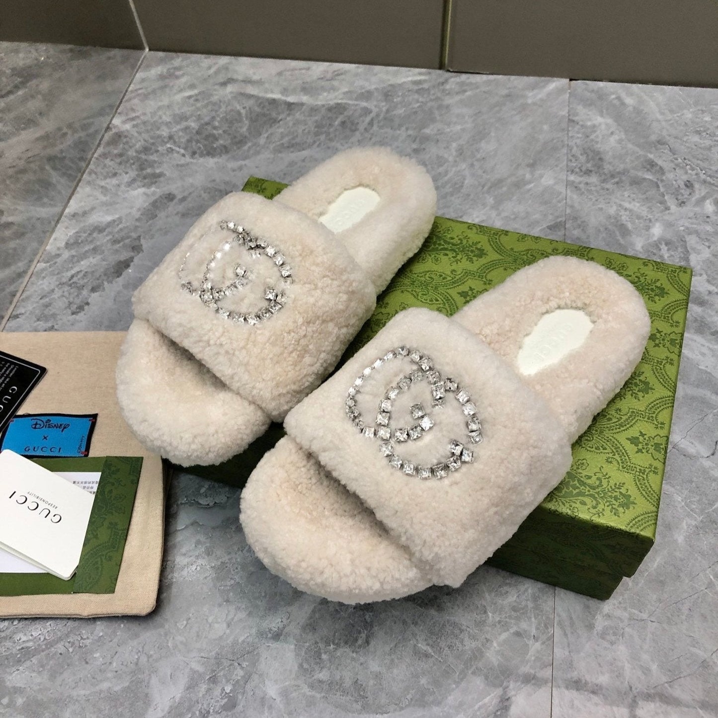 New Rhinestone Wool Slippers mysite