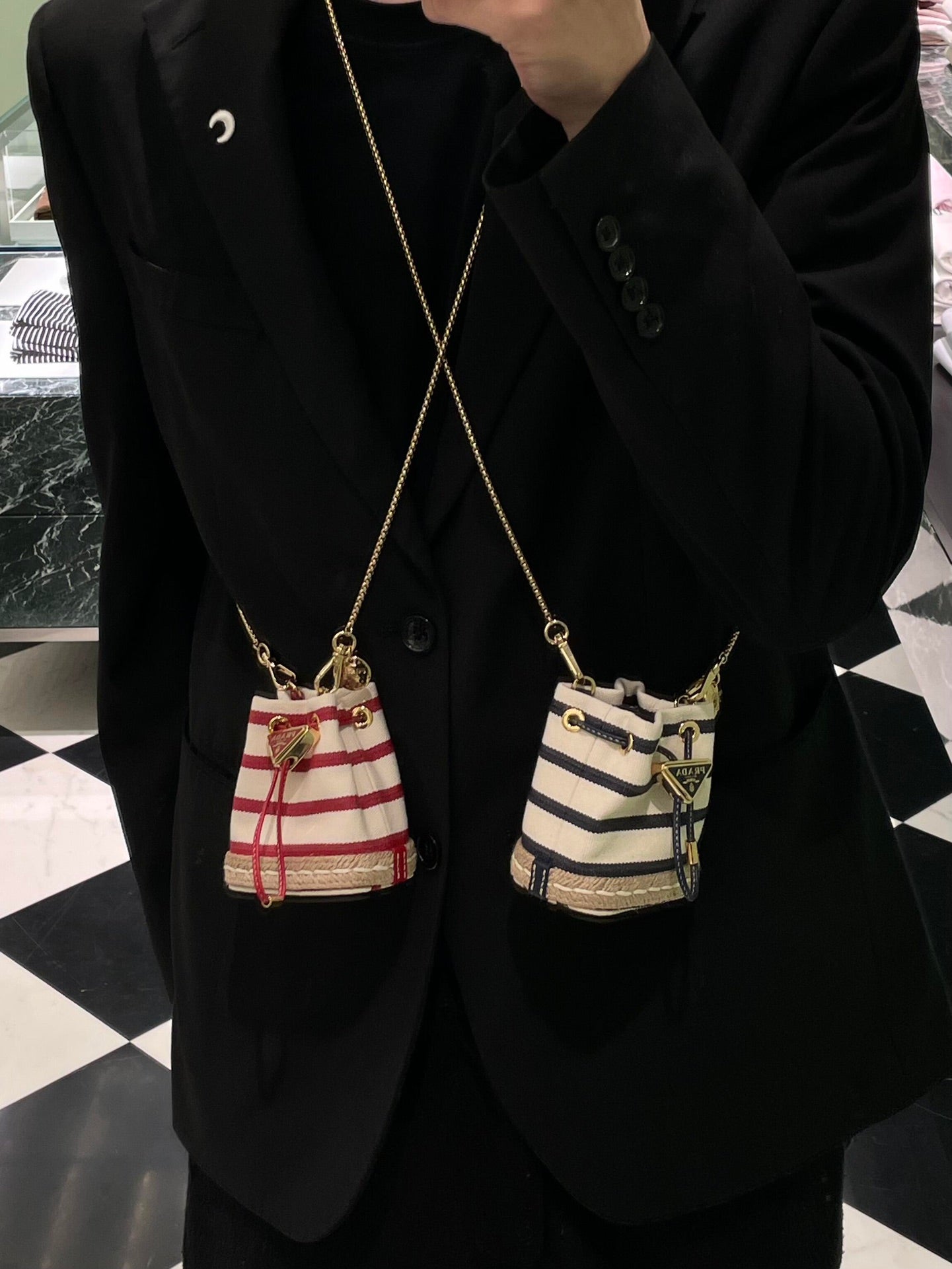 Prada Logo-Plaque Mini Bag Canvas GHW mysite