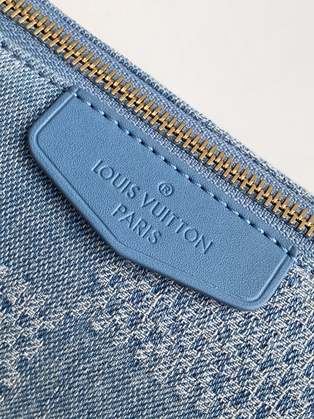 LV Pochette Accessories XL Denim Blue Cotton 3D Effect Damier Denim Pattern GHW mysite