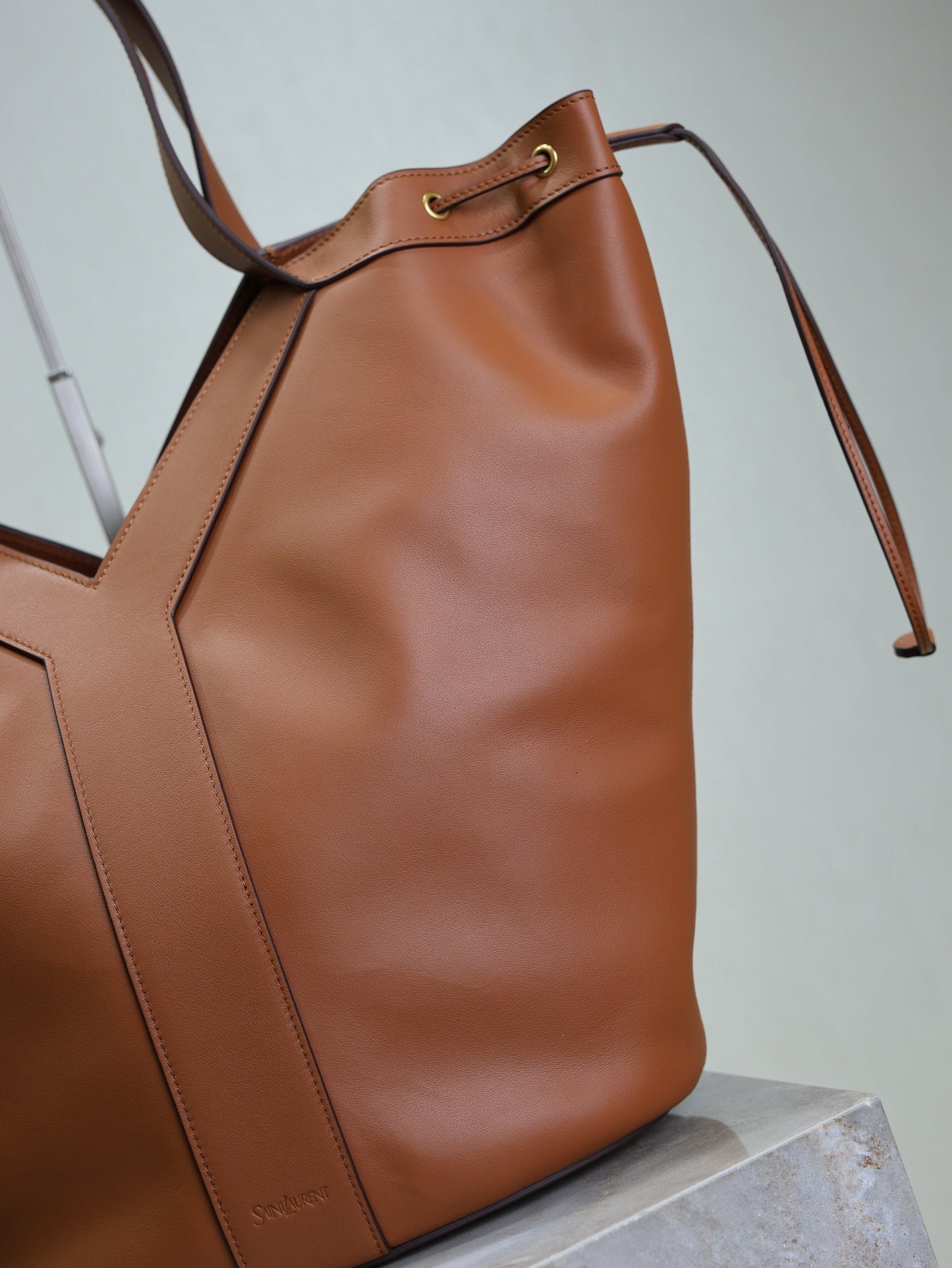 Prada Y Large Leather HOBO Bag Caramel Leather mysite