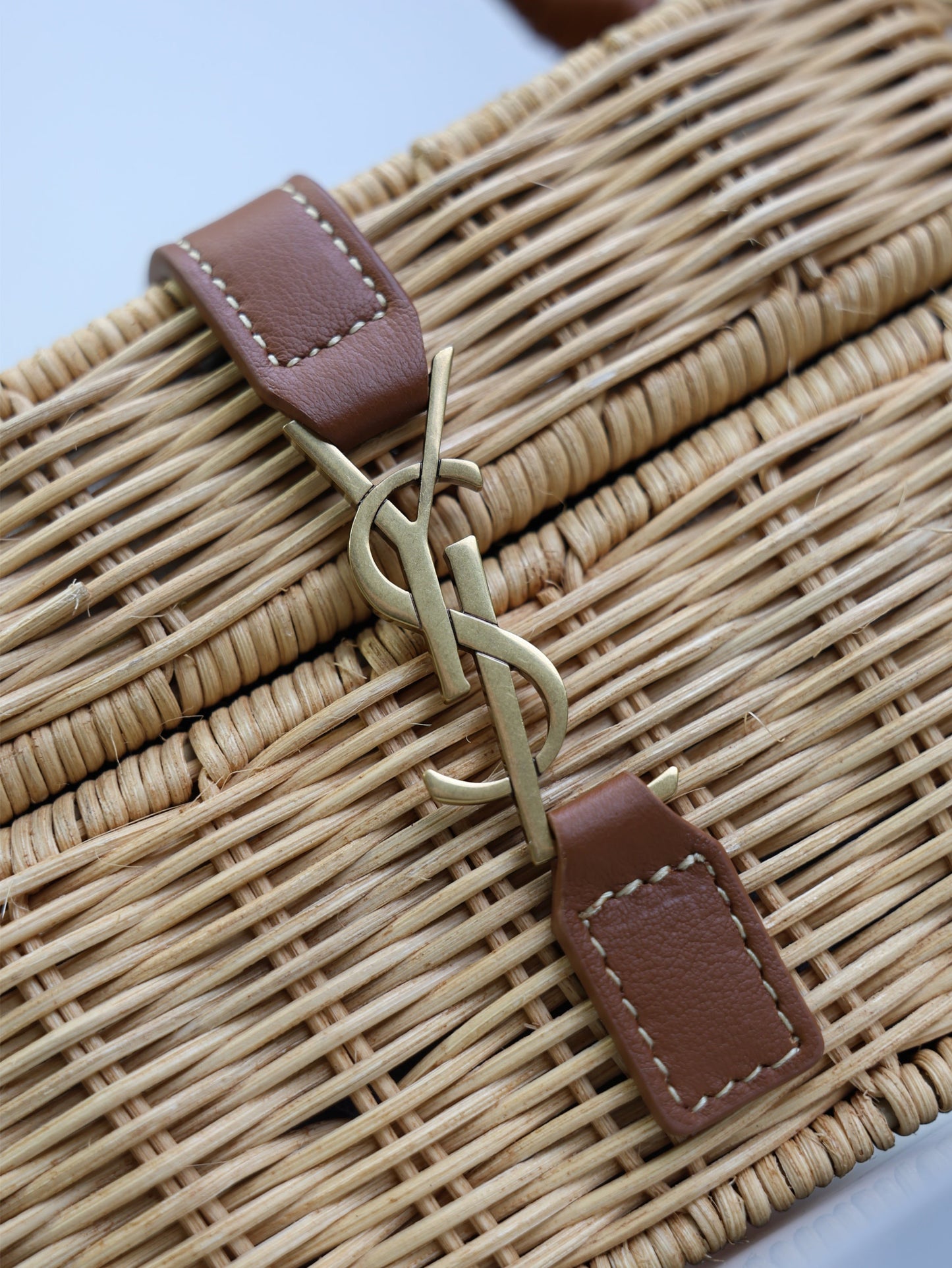 Prada Gaby Vanity Bag Beige Brown Raffia Leather mysite