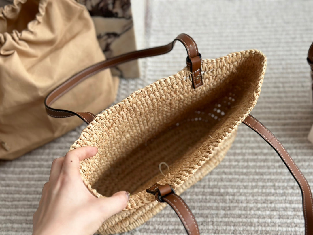 LOE 27 SUMMER WOVEN BASKET IN NATURAL RAFFIA mysite