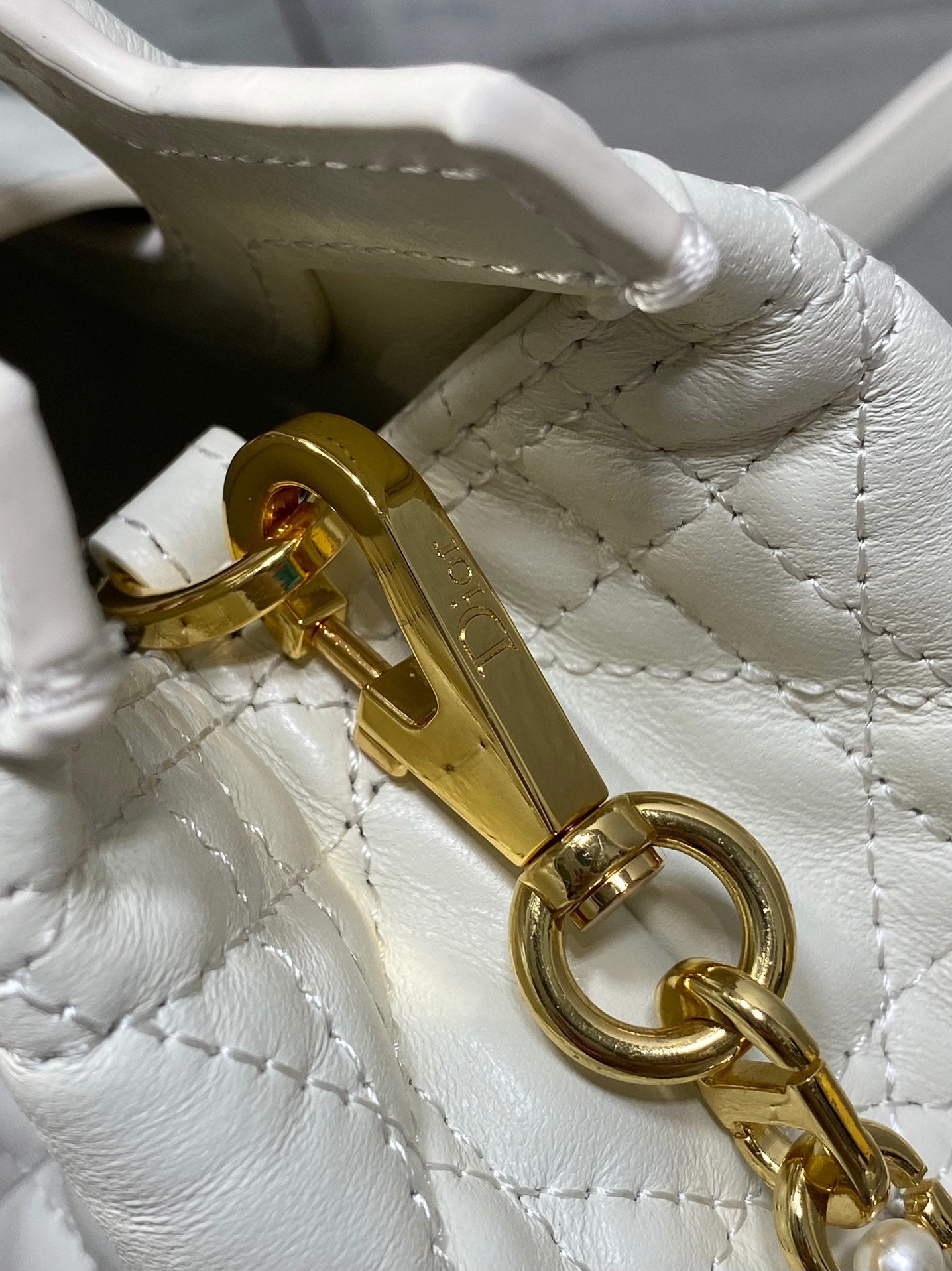 CD Jolie Top Handle Mini Bag 18.5cm White Cannage Lambskin GHW mysite