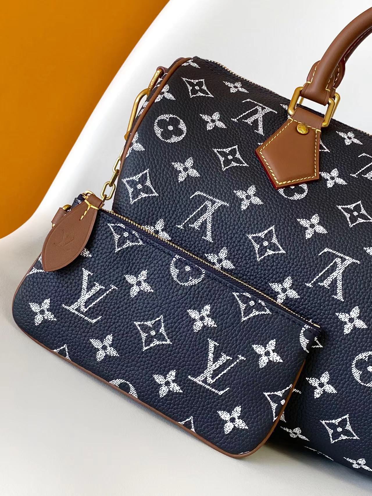 LV Speedy Bandoulière 30cm Indigo Blue Monogram Calfskin GHW mysite