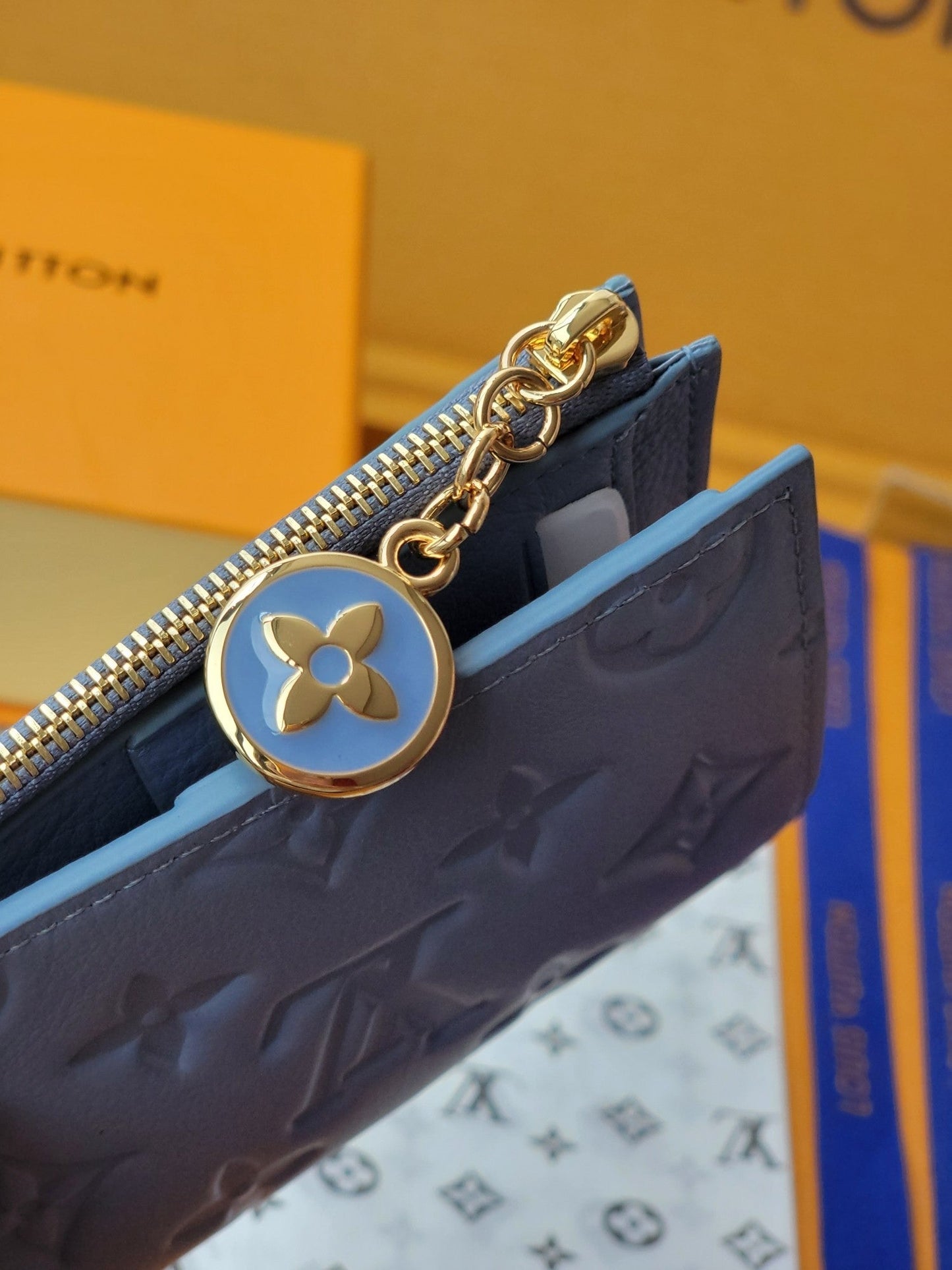 LV M14654 Lisa Wallet Blue Monogram Embossed cowhide GHW mysite