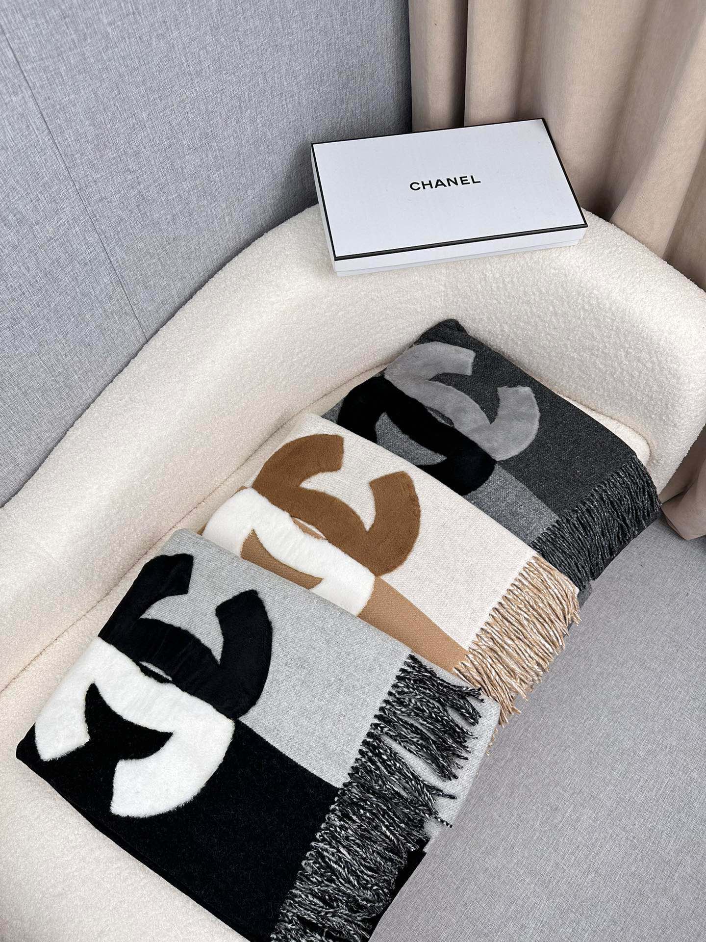 SCARF 200 CM IN CIDER BROWN MIX WHITE CASHMERE AND WOOL 399796 mysite