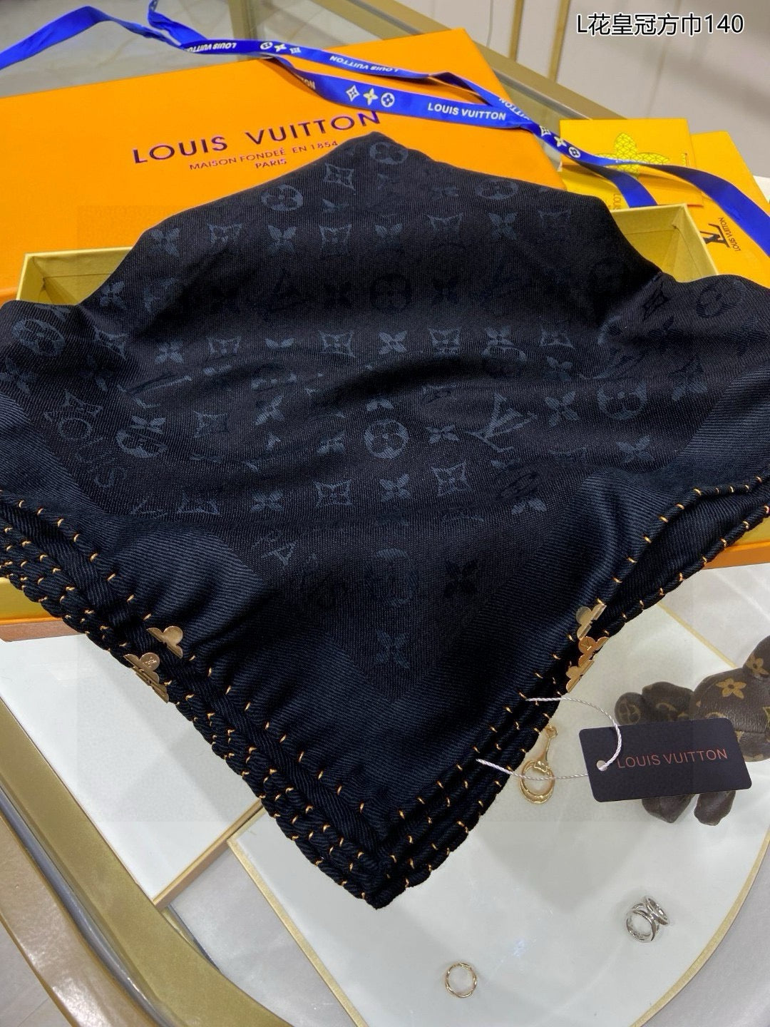 EVERMORE SCARF 140 CM IN BLACK SILK AND WOOL 396258 mysite