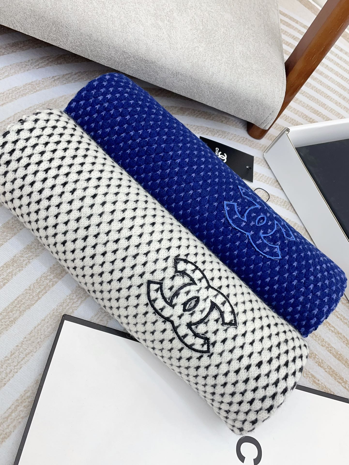 SCARF 180 CM IN AZURE BLUE CASHMERE 394593 mysite