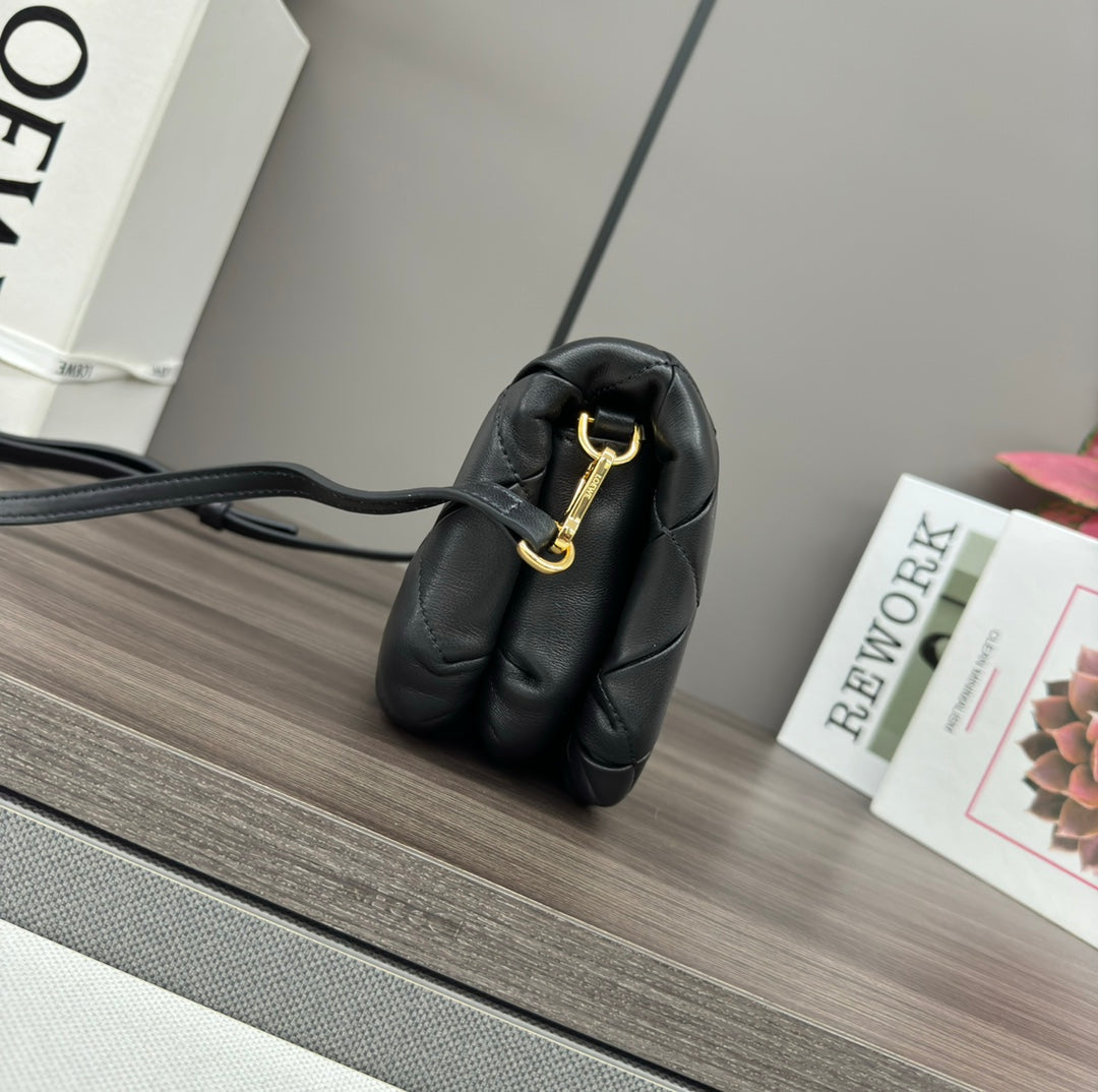 LOE 20 PUFFER GOYA BAG IN BLACK NAPPA LAMBSKIN mysite