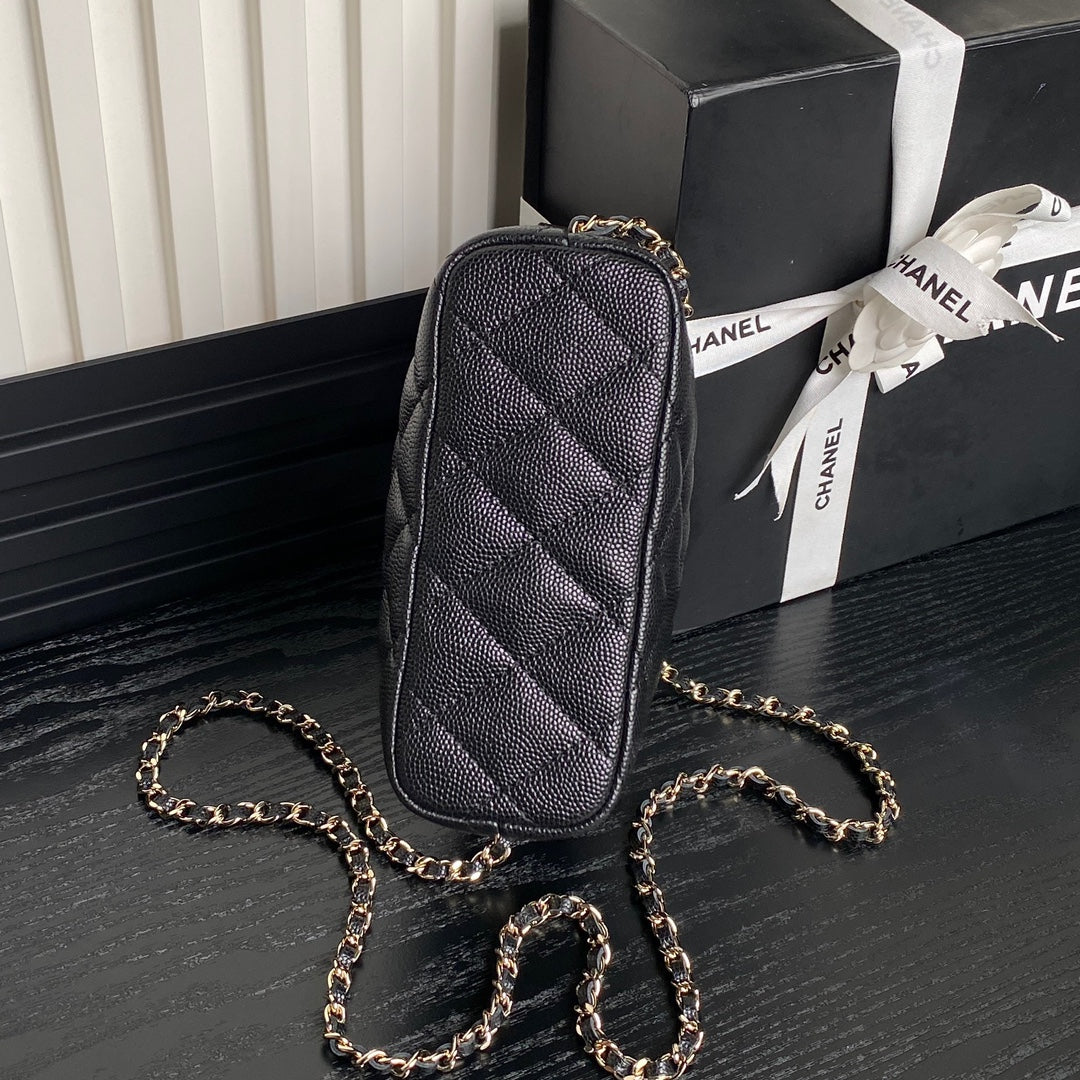 CC 25C Hobo Bag 21.5cm Top Handle Black Grained Calfskin mysite