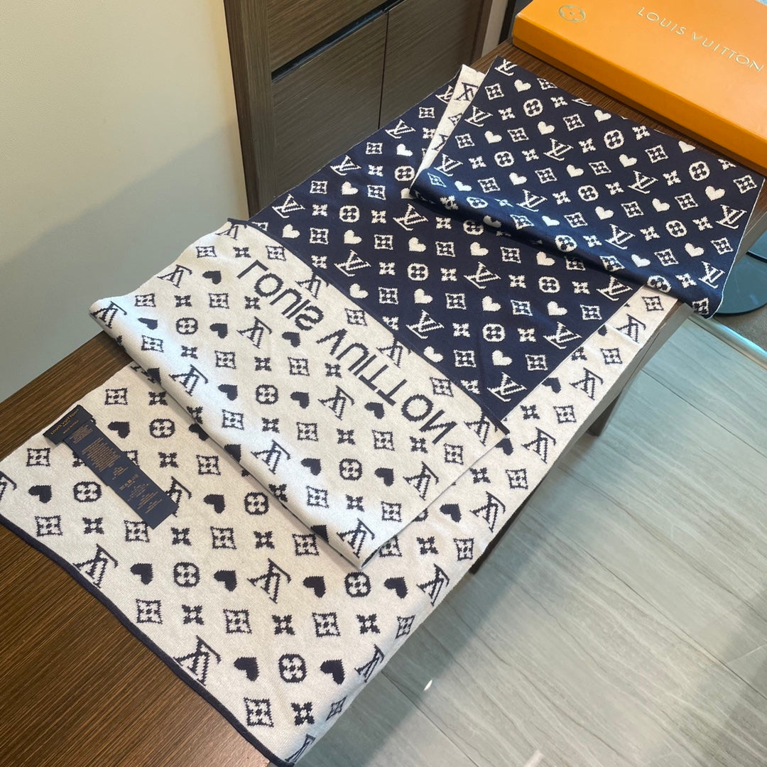 GAME ON SCARF 180 CM IN NAVY BLUE CASHMERE 394761 mysite