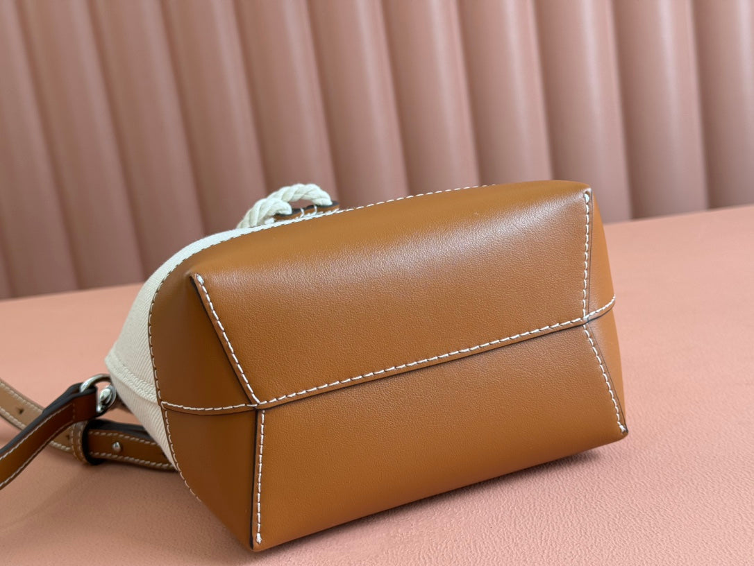 Gucci Bucket Bag Brown White Leather Canvas mysite