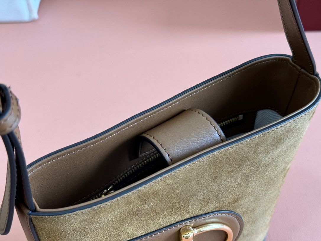 Gucci 73 Mini 20cm Bucket Bag Brown Suede Leather 244448 mysite