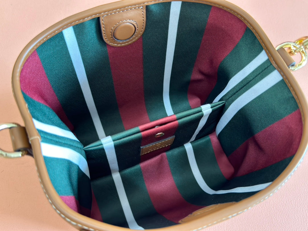 Gucci Emblem Mini Bucket Bag Brown Calfskin 244426 mysite