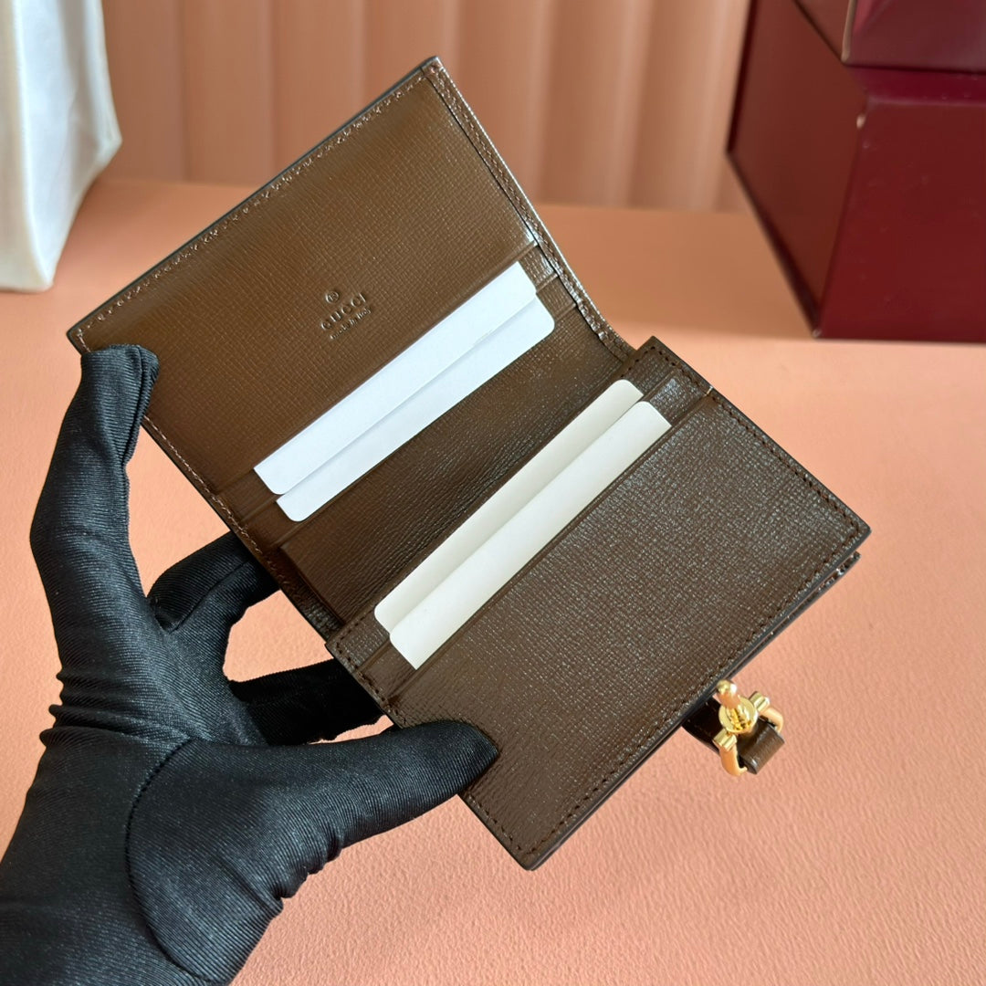 Gucci Jackie Wallet Ebony Brown Canvas Leather 255171 mysite