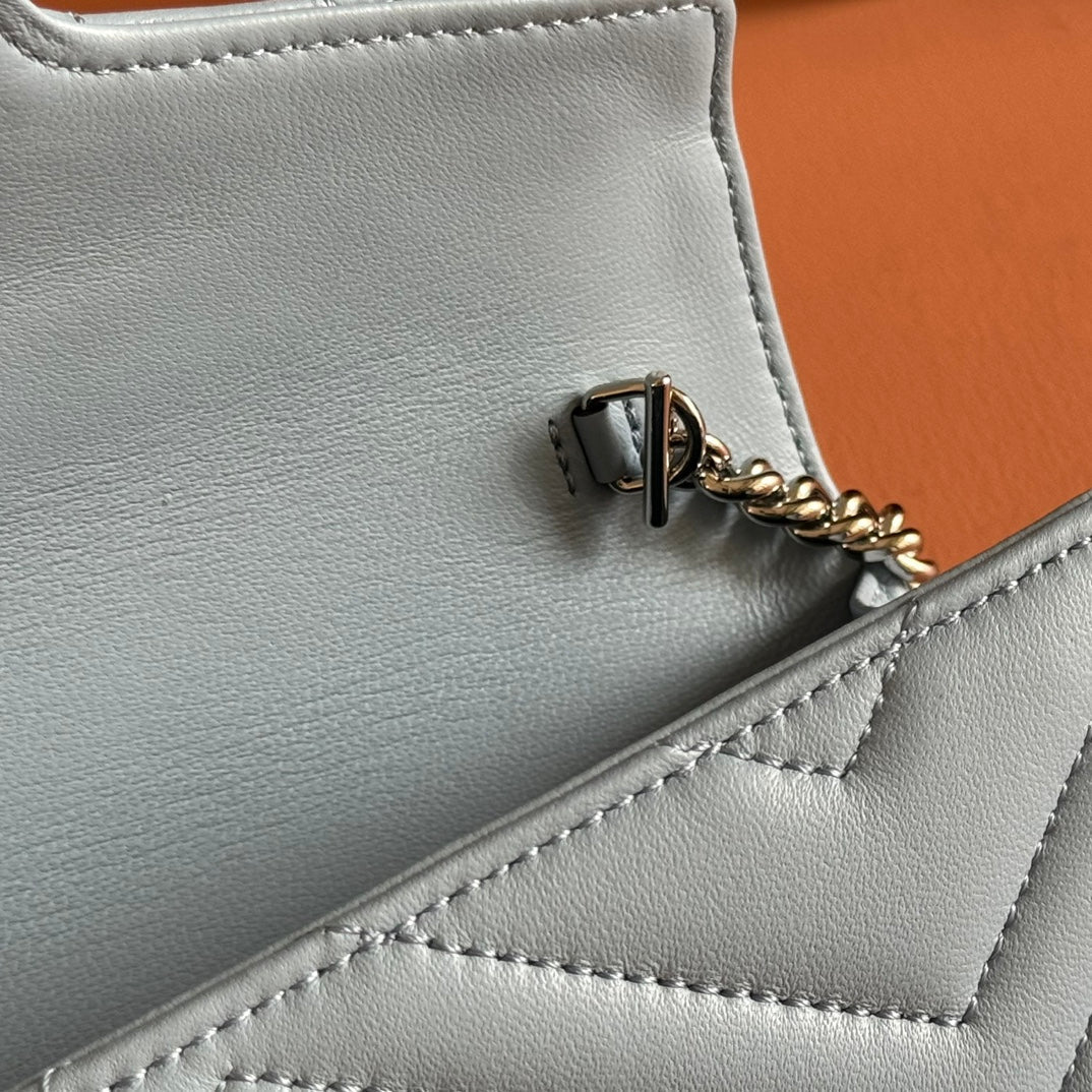 Gucci Marmont Chain Wallet Blue Cowhide 254970 mysite