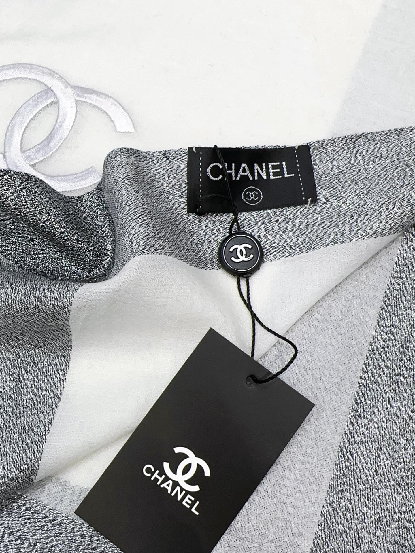 SCARF 200 CM IN SHADOW GRAY MIX WHITE CASHMERE 402262 mysite