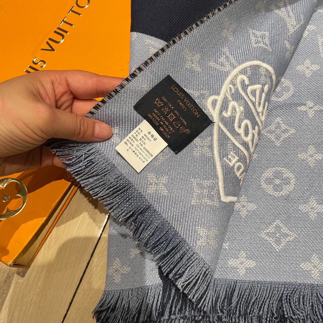 MONOGRAM DRIP 200 CM IN NAVY BLUE WOOL 391068 mysite