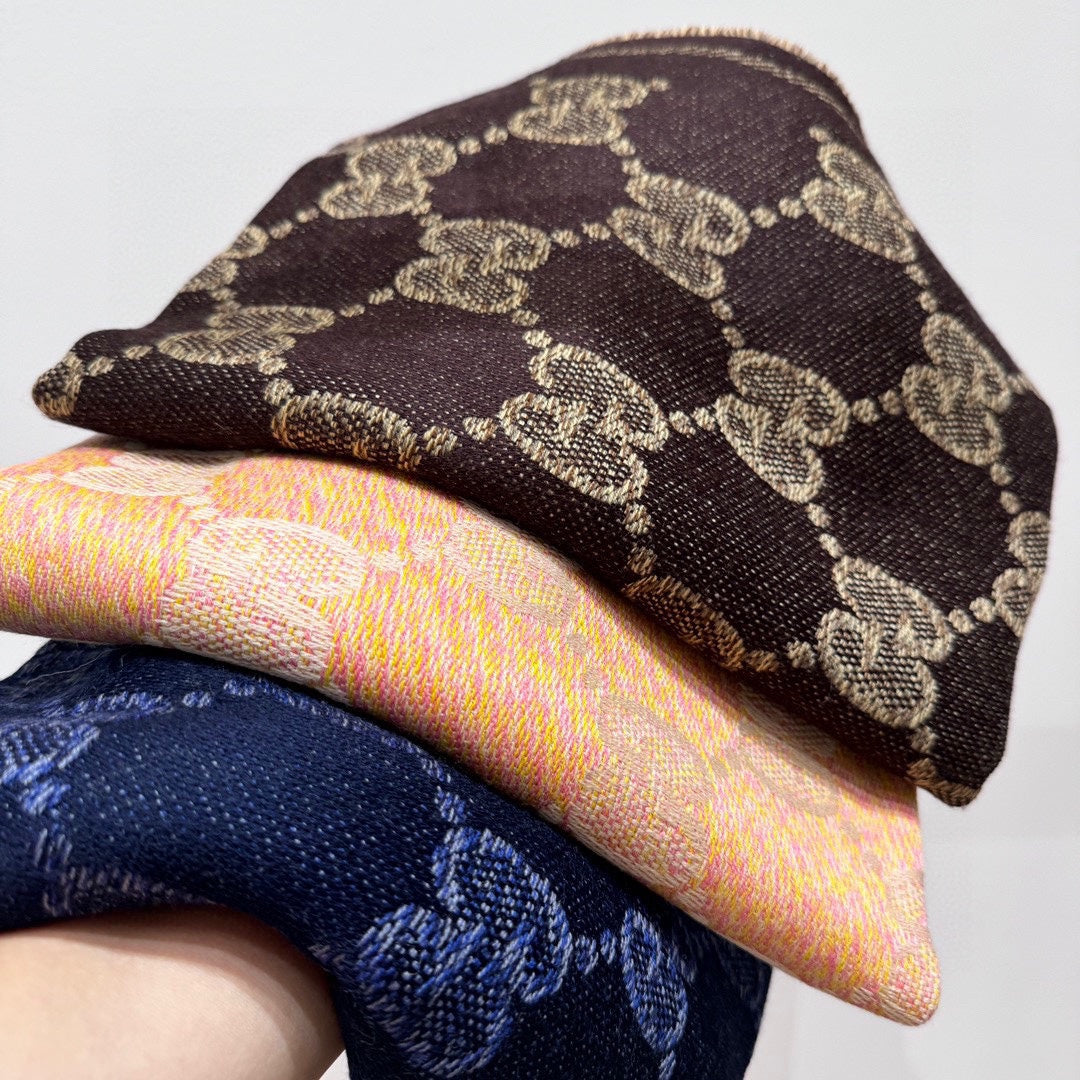 SCARF 195 CM IN NAVY BLUE WOOL 399808 mysite