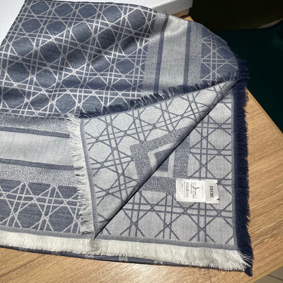 SQUARE SCARF 140 CM IN AEGEAN BLUE MIX WHITE WOOL AND SILK 415455 mysite