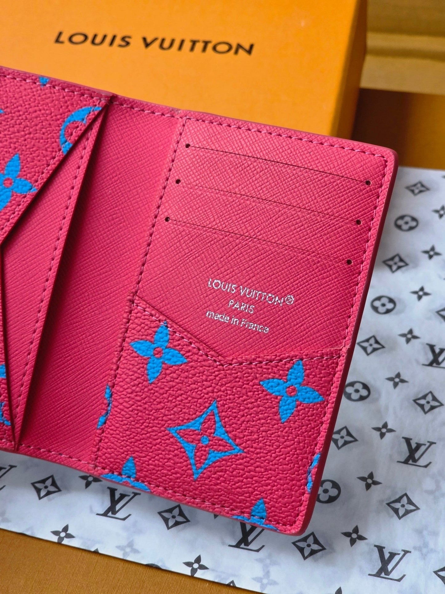 LV M14767 Pocket Organizer Blue Red Monogram Glow Canvas & Cowhide mysite