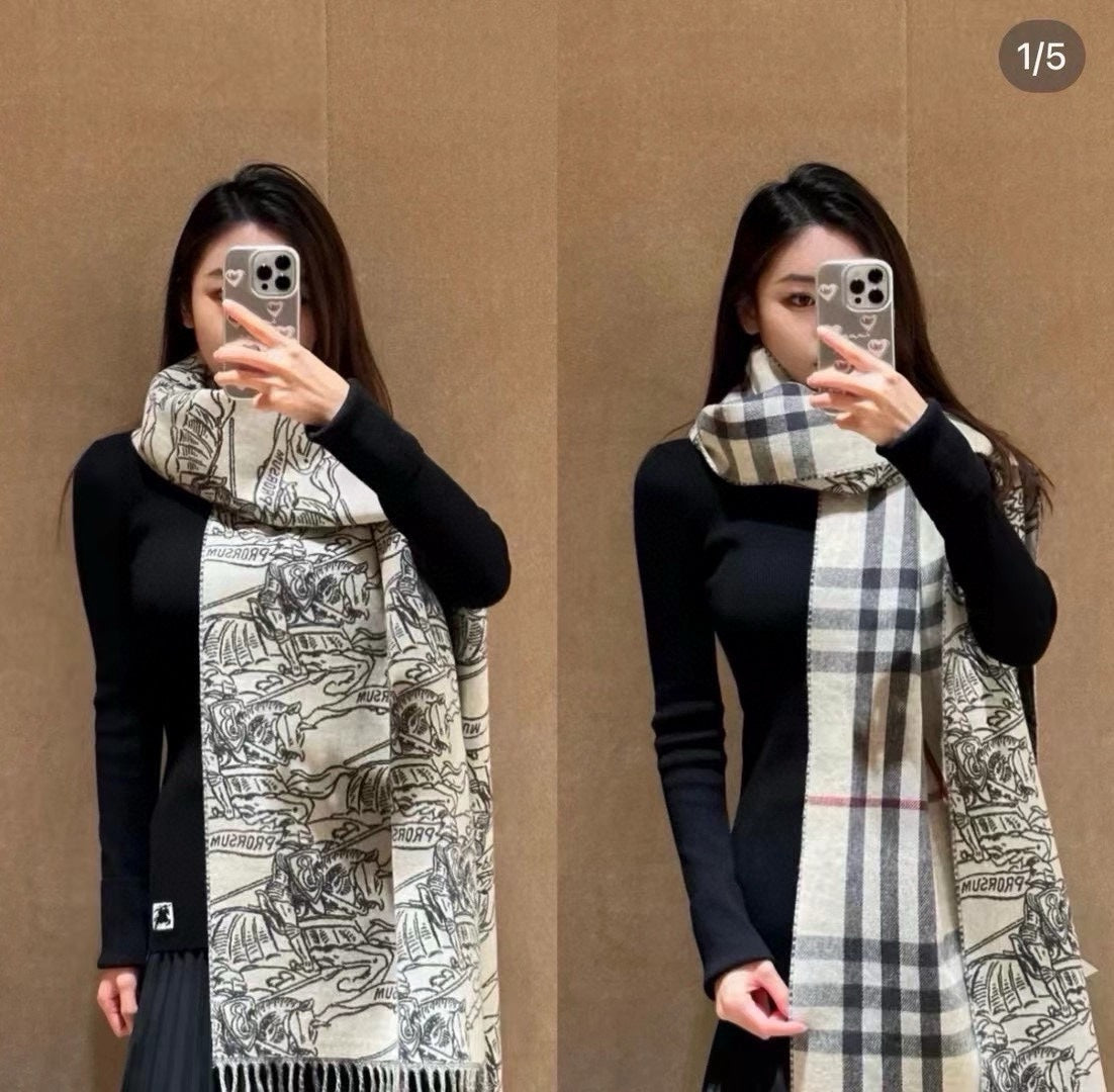 REVERSIBLE EKD STONE GRAY CASHMERE 210 CM SCARF 407191 mysite