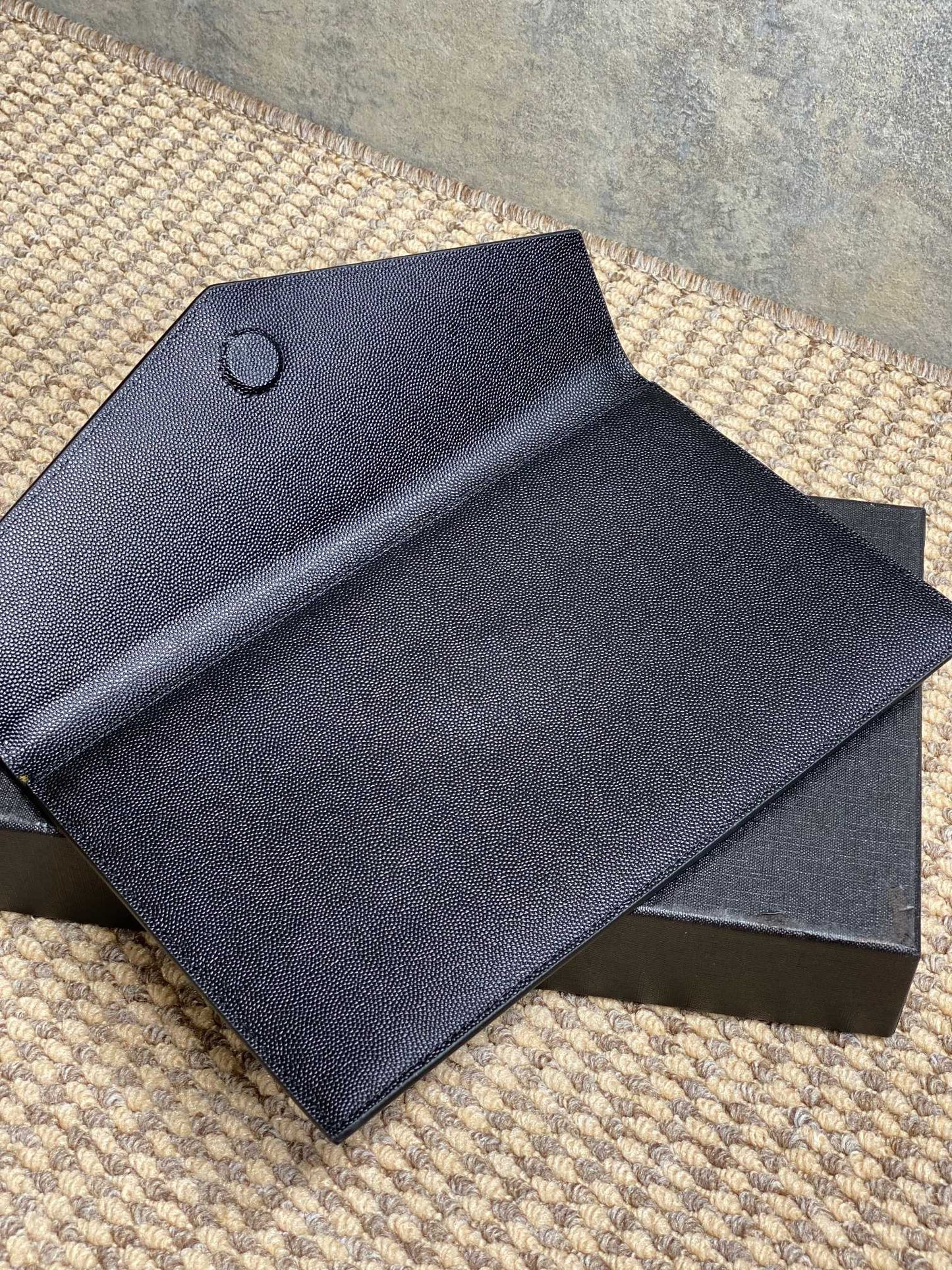 YSL 22s Uptown Pouch Clutch Bag Black Cowhide Sliver HW mysite